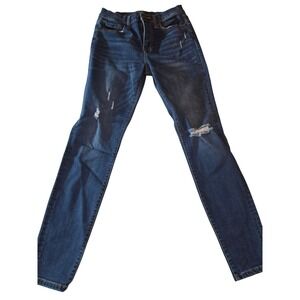 Aeropostale Womens High Rise Skinny Jeans Dark Wash Distressed Denim Size 8